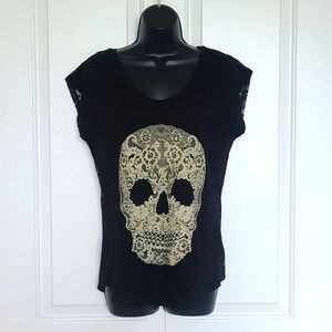 Express Black/Lace Back Skull Shirt SP